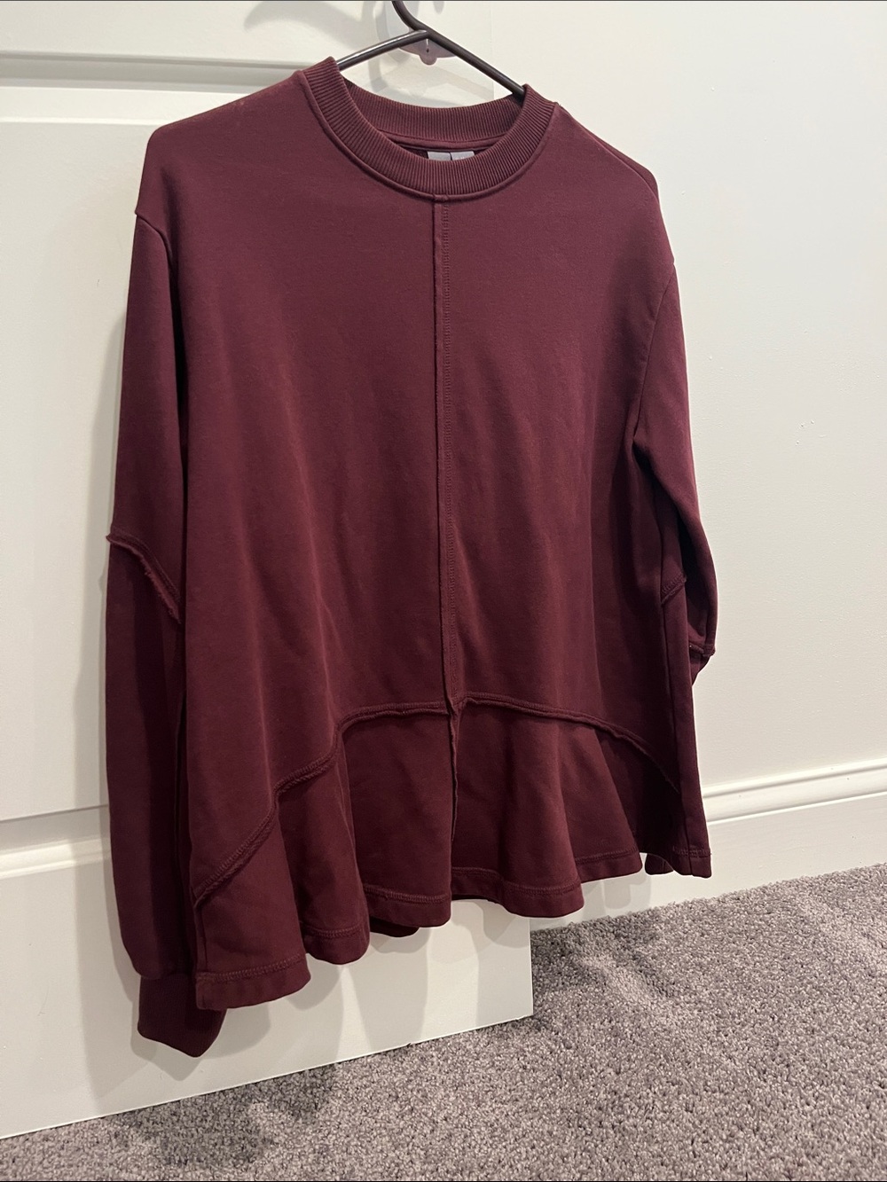 Sweaty Betty XS Peplum Wine Sweatshirt